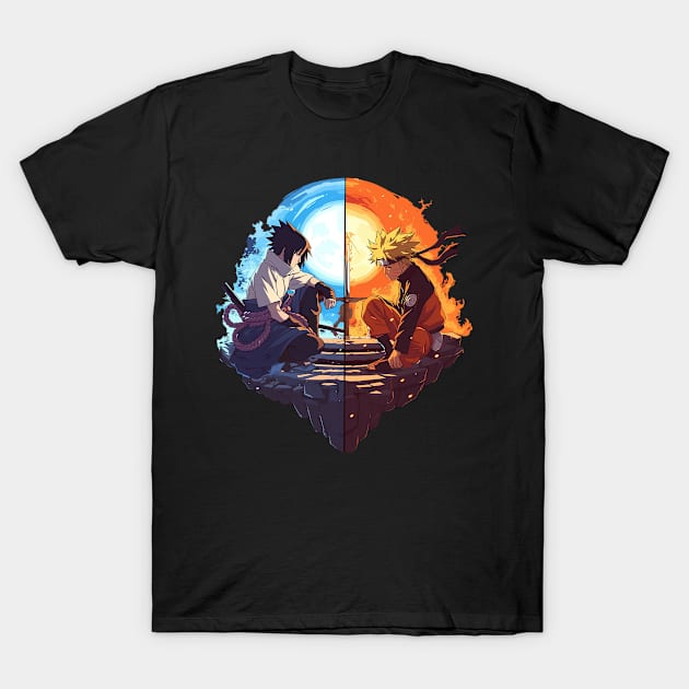 naruto and sasuke T-Shirt by StevenBag